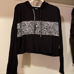 DKNY cropped hooded lounge top